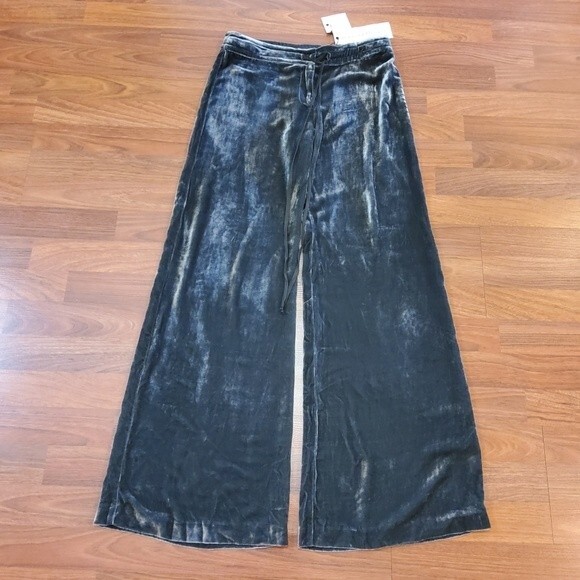Johnny Was 4 Love And Liberty Velvet Wide Leg Palazzo Pants Grey Size XS NWT - Picture 3 of 8